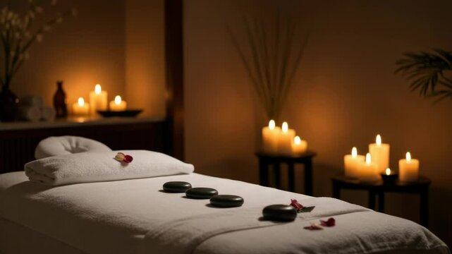 The spa area prepared for a treatment.